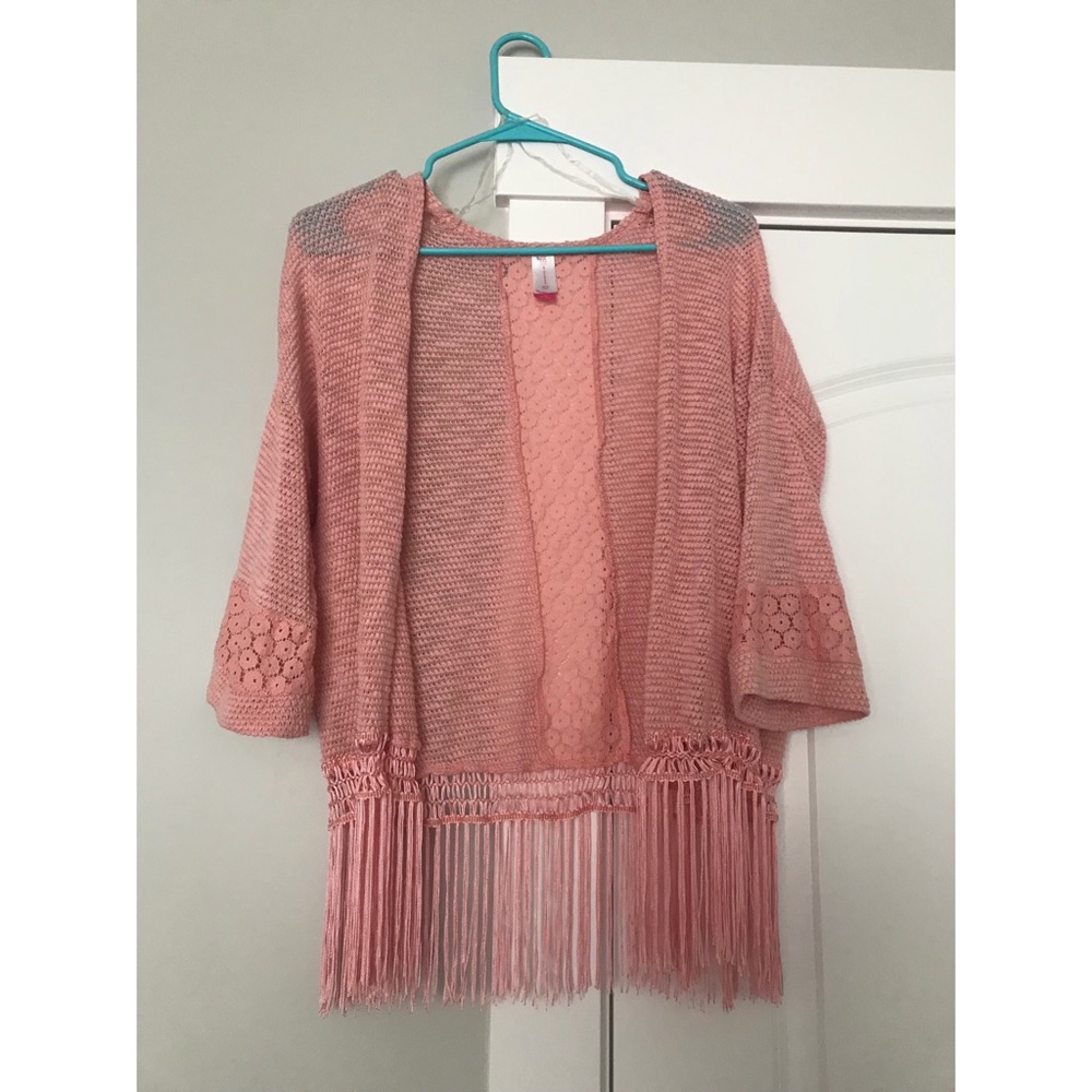 Pink knitted cardigan/shawl